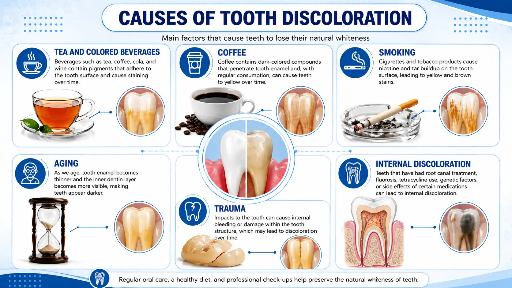 causes of tooth discoloration