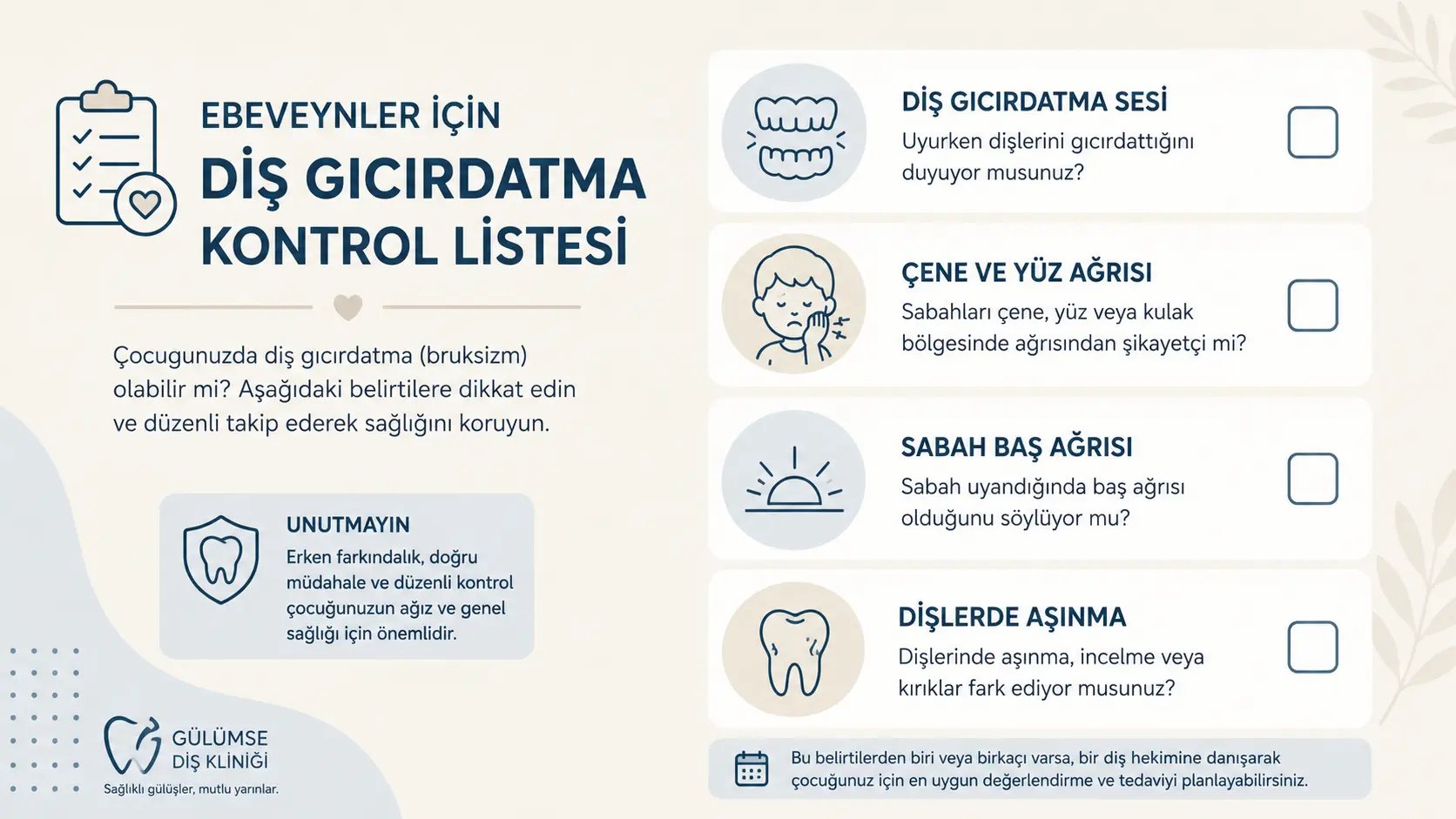 dis gicirdatma kontrol listesi ebeveynler icin